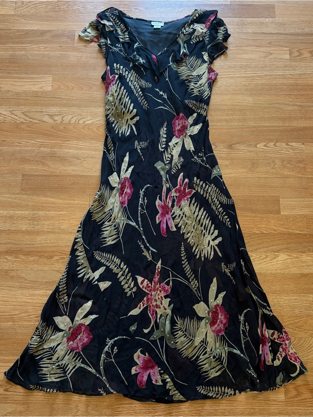 Vintage floral beaded maxi dress
